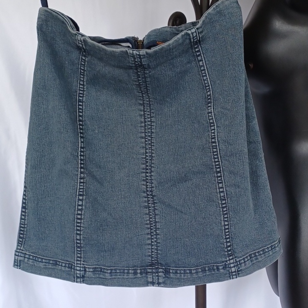 🎀Free People Vintage Y2K Blue Grey Denim Mini Skirt🎀, 28" waist, 17" long